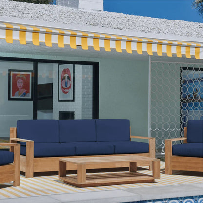 Qube Teak Patio Deep Sofa Set with Sunbrella Cushion 4PC