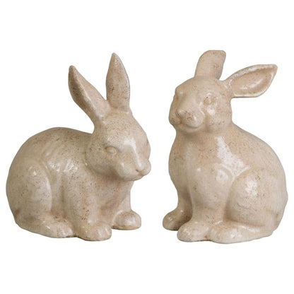 Rabbit Pair White Ceramic Sculpture