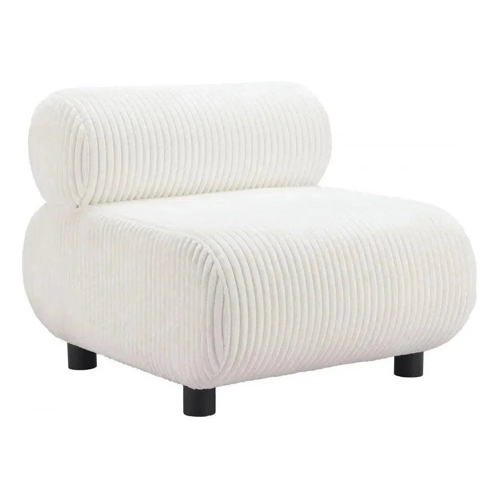 Rahat Wood White Armless Accent Chair