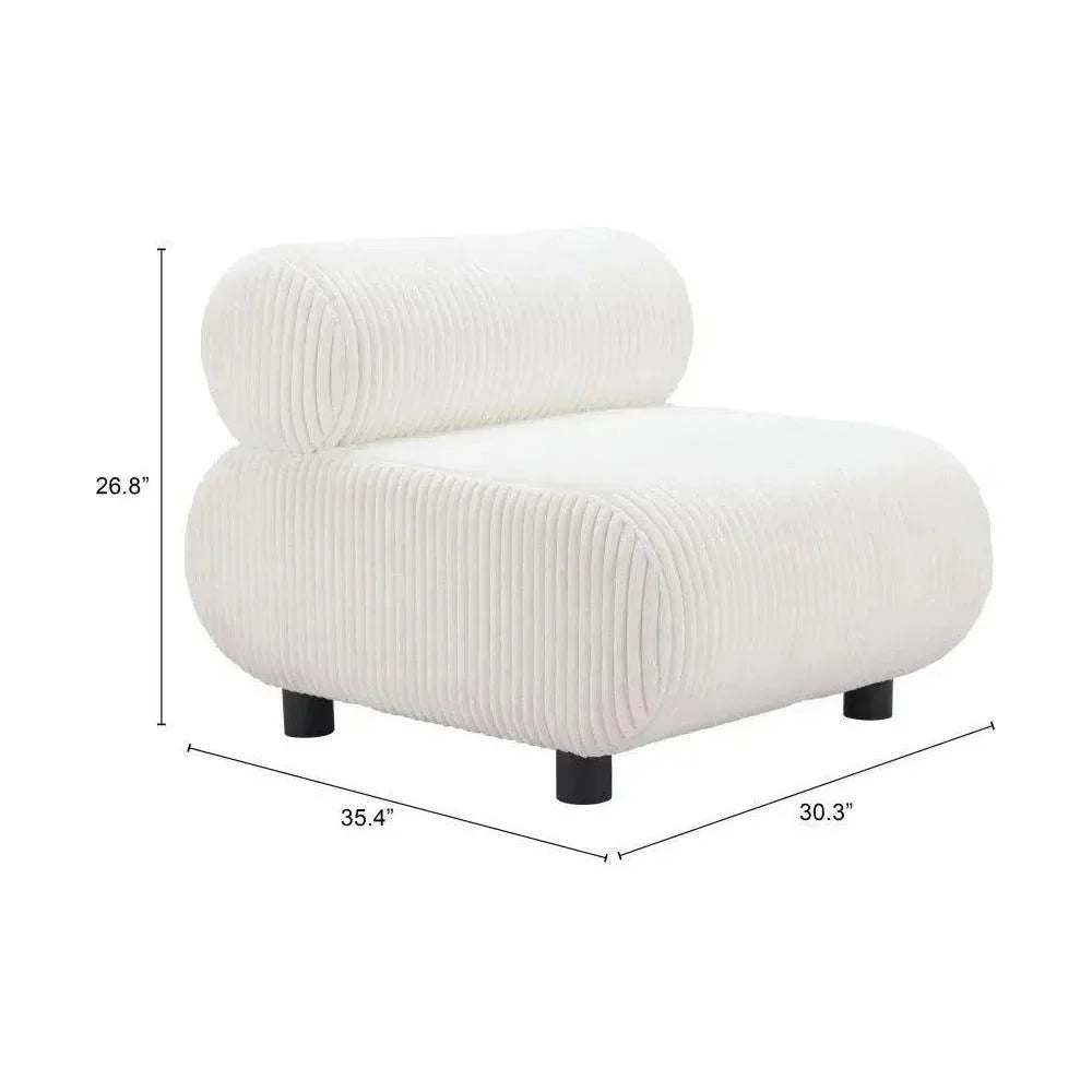 Rahat Wood White Armless Accent Chair