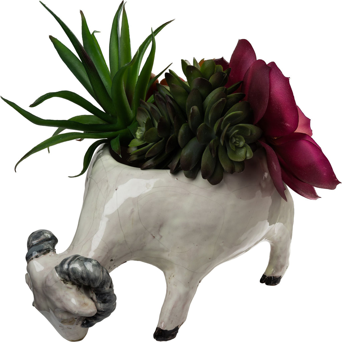 Ram White Ceramic Planter
