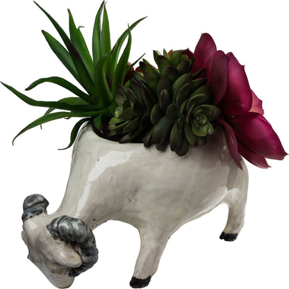 Ram White Ceramic Planter