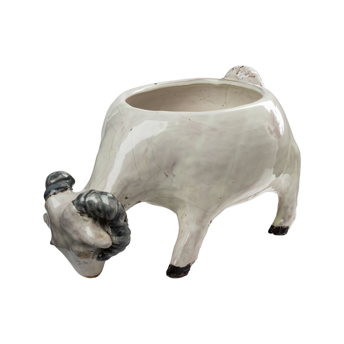 Ram White Ceramic Planter