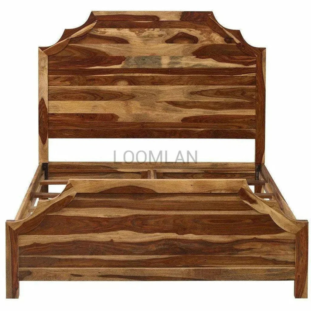 Raven Natural Wood Panel Queen Bed Frame