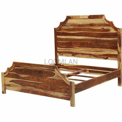 Raven Natural Wood Panel Queen Bed Frame