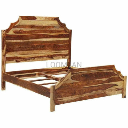 Raven Natural Wood Panel Queen Bed Frame