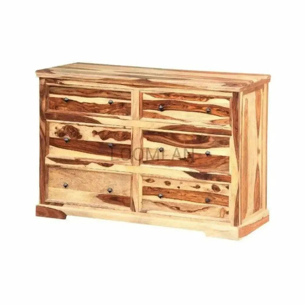 Raven Six Drawers Wood Dresser