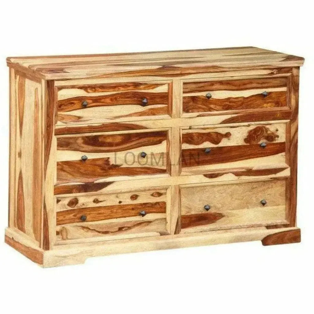 Raven Six Drawers Wood Dresser