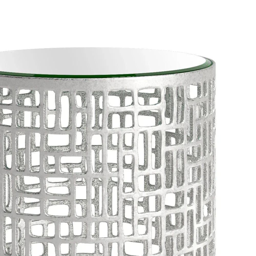 Reden Glass & Aluminum Round Side Table Set (2-Piece)