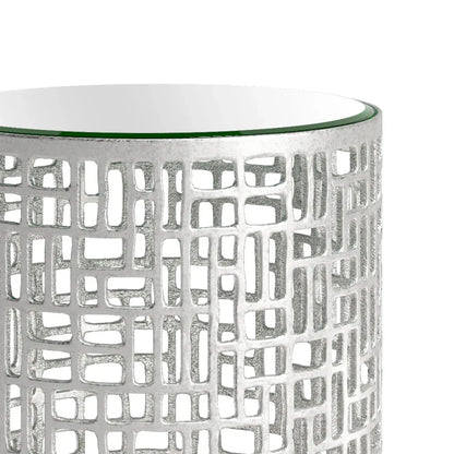 Reden Glass & Aluminum Round Side Table Set (2-Piece)