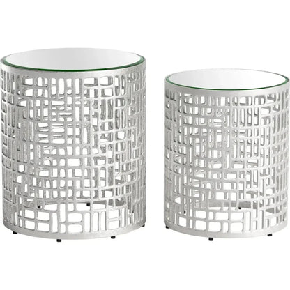 Reden Glass & Aluminum Round Side Table Set (2-Piece)