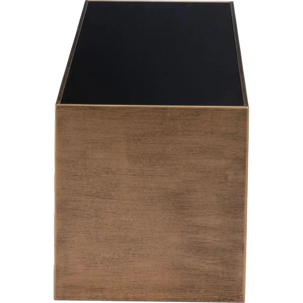 Reed Glass & Black Steel Rectangular Coffee Table