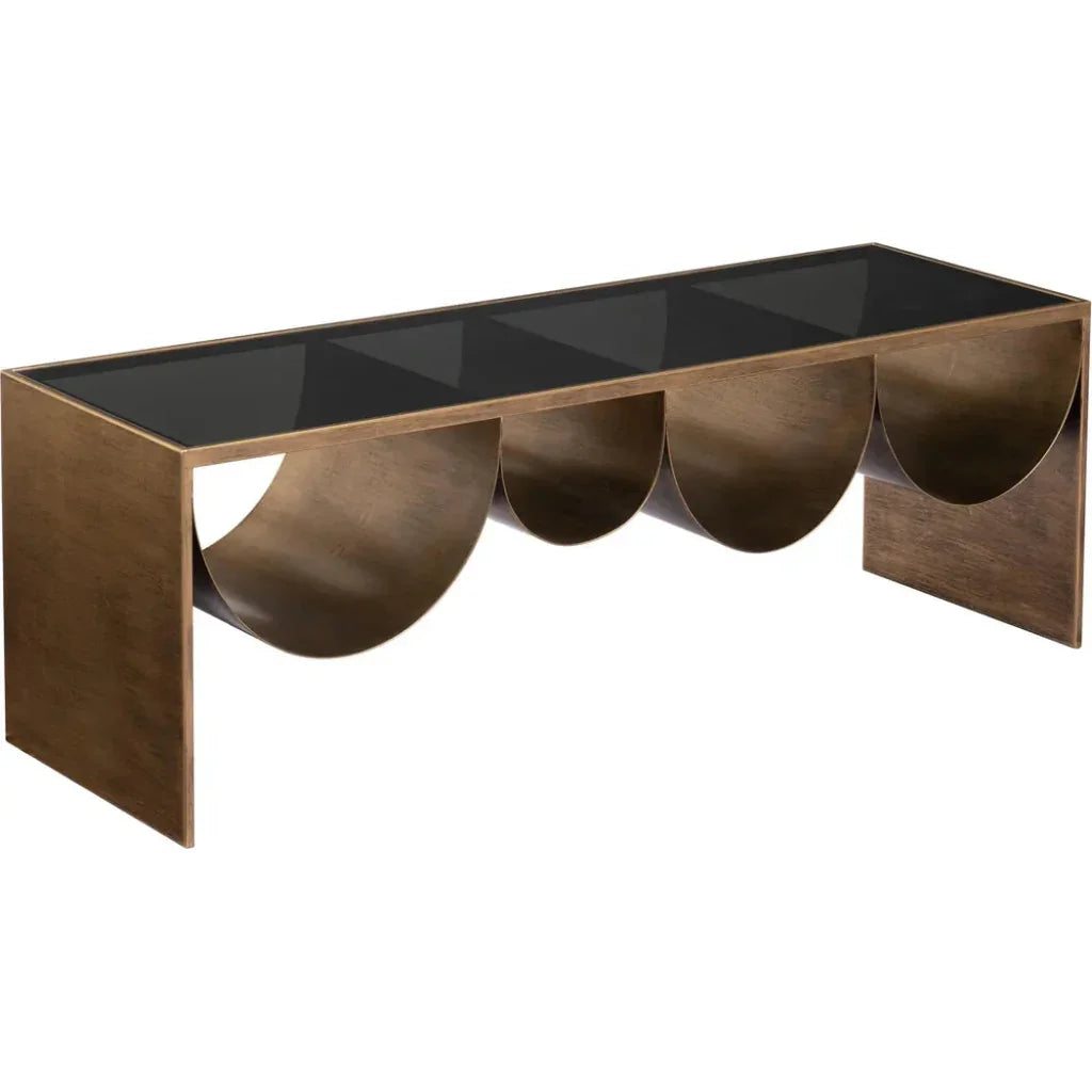 Reed Glass & Black Steel Rectangular Coffee Table