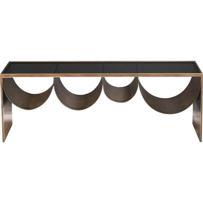 Reed Glass & Black Steel Rectangular Coffee Table