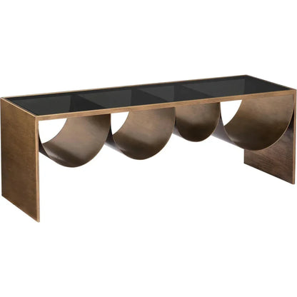 Reed Glass & Black Steel Rectangular Coffee Table
