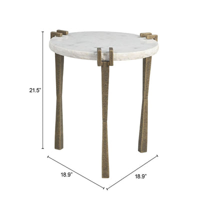 Rench White Marble Top Side Table