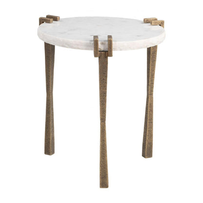 Rench White Marble Top Side Table