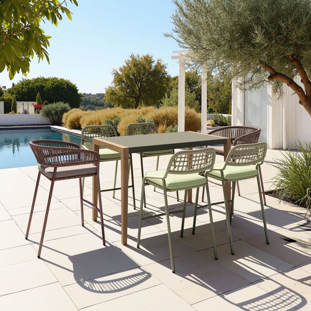 Rio Olefin Fabric Outdoor Barstool 2PC