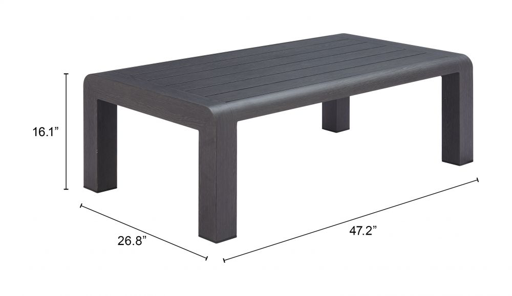 Rolig Aluminum Black Outdoor Coffee Table