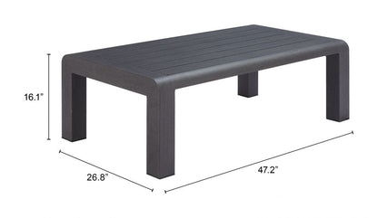 Rolig Aluminum Black Outdoor Coffee Table