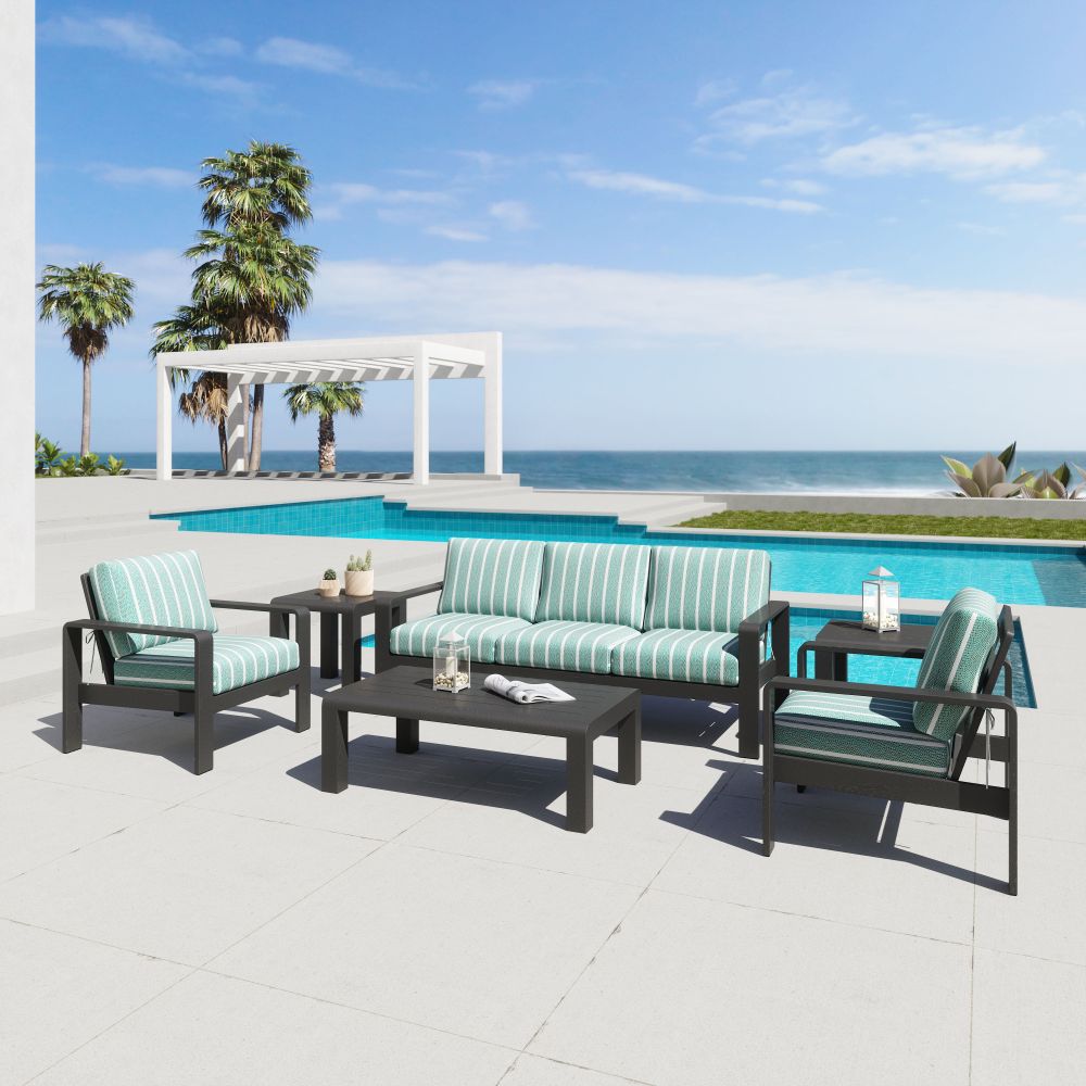 Rolig Green Olefin Fabric Outdoor Armchair