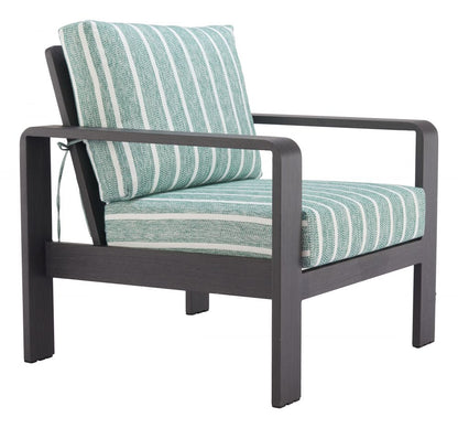 Rolig Green Olefin Fabric Outdoor Armchair