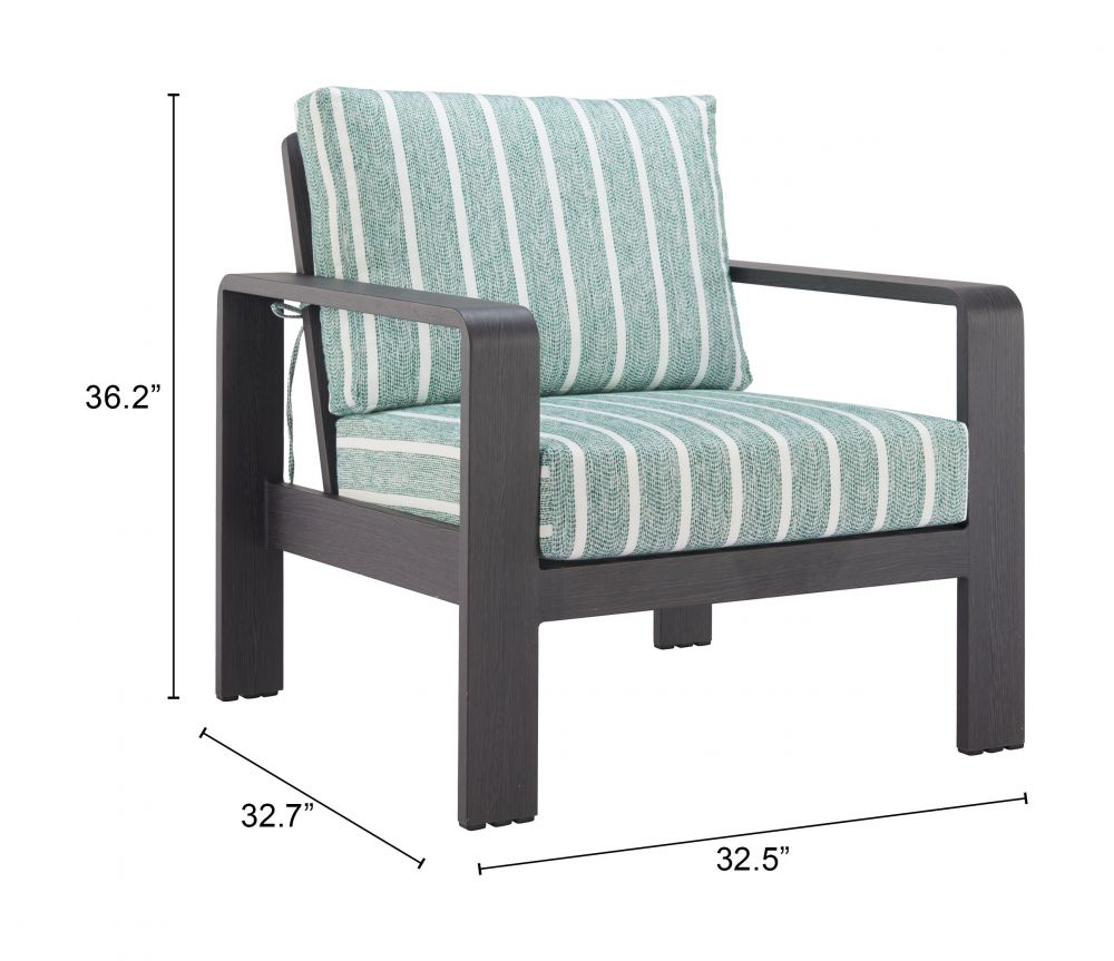 Rolig Green Olefin Fabric Outdoor Armchair