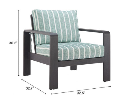 Rolig Green Olefin Fabric Outdoor Armchair