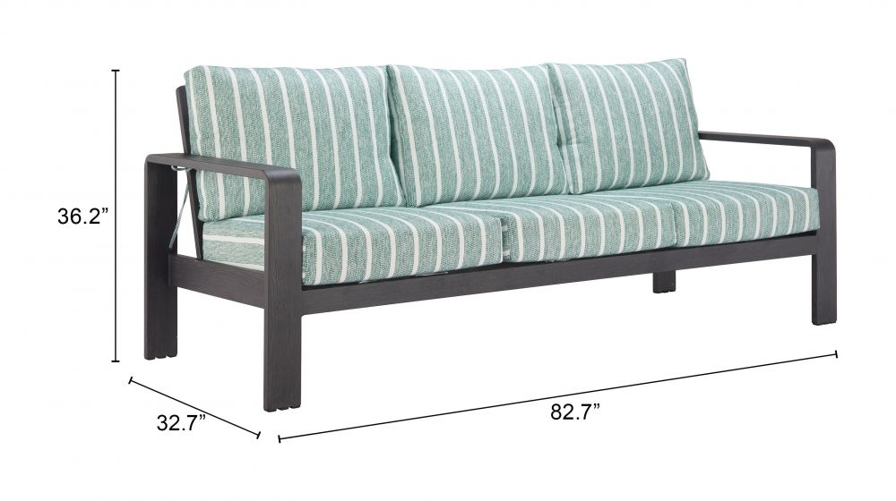 Rolig Green Olefin Fabric Outdoor Sofa