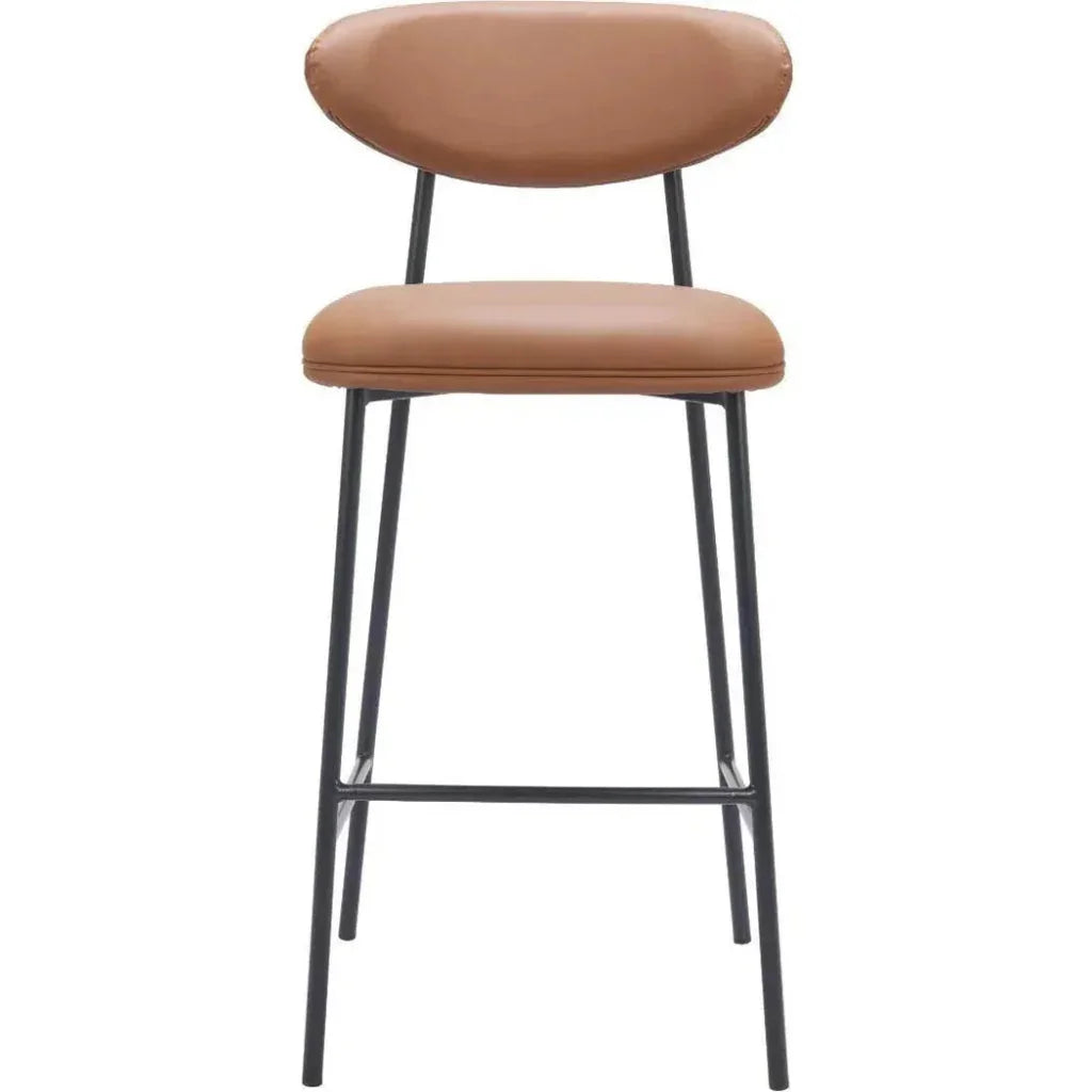 Rorun Brown Polyurethane Barstool (Set of 2)
