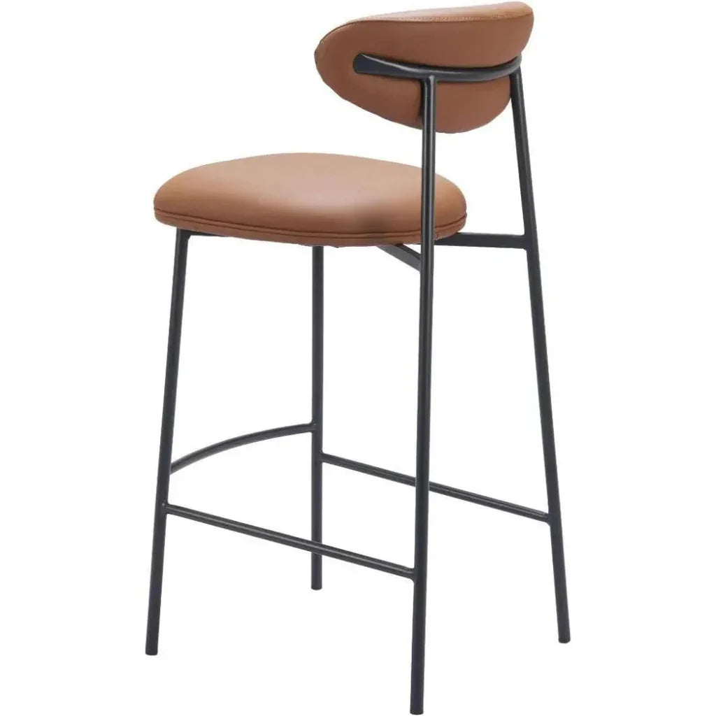 Rorun Brown Polyurethane Barstool (Set of 2)