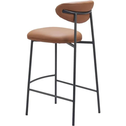 Rorun Brown Polyurethane Barstool (Set of 2)