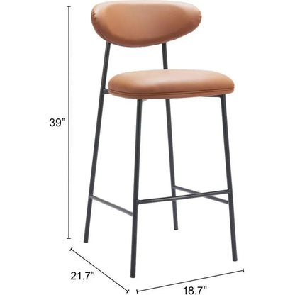 Rorun Brown Polyurethane Barstool (Set of 2)