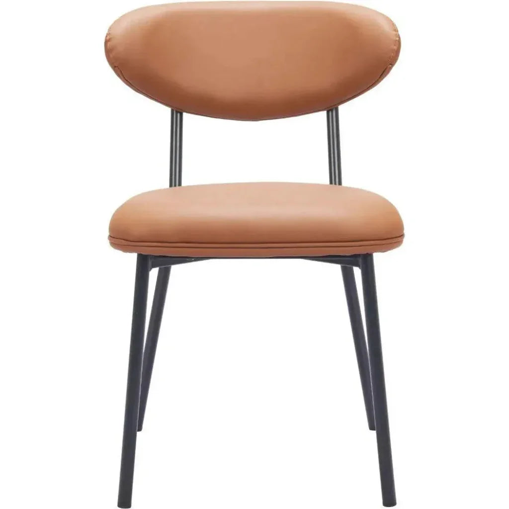 Rorun Wood & Steel Brown Dining Chair 2PC
