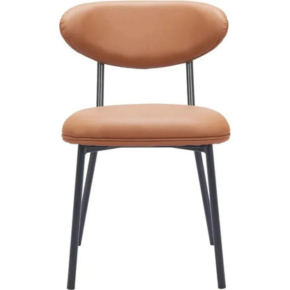 Rorun Wood & Steel Brown Dining Chair 2PC