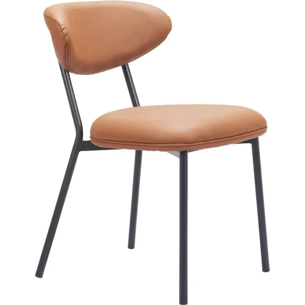 Rorun Wood & Steel Brown Dining Chair 2PC
