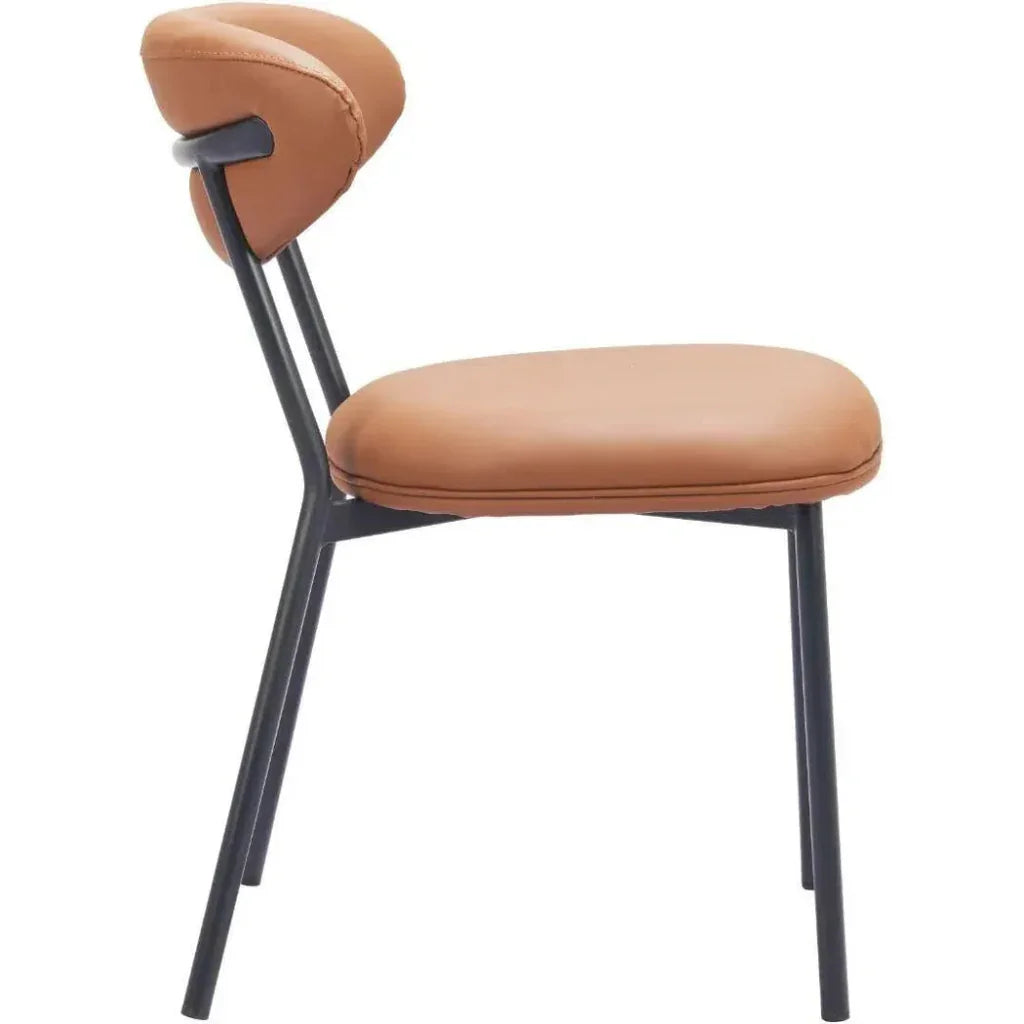 Rorun Wood & Steel Brown Dining Chair 2PC