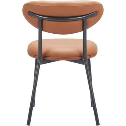 Rorun Wood & Steel Brown Dining Chair 2PC