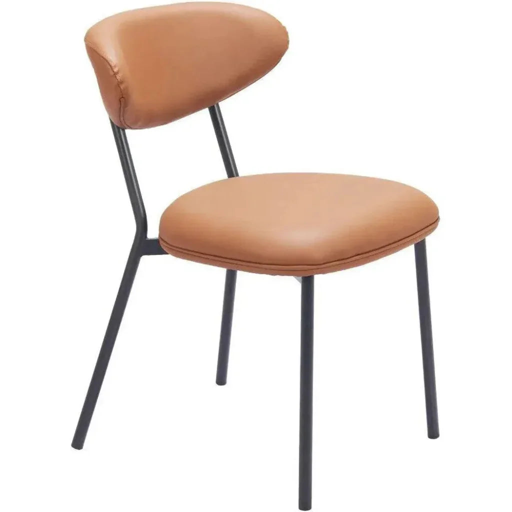 Rorun Wood & Steel Brown Dining Chair 2PC
