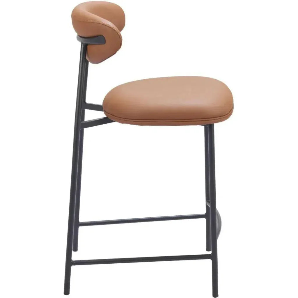 Rorun Wood and Steel Brown Counter Stool 2PC