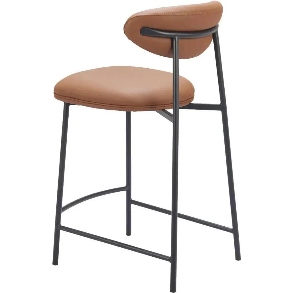 Rorun Wood and Steel Brown Counter Stool 2PC