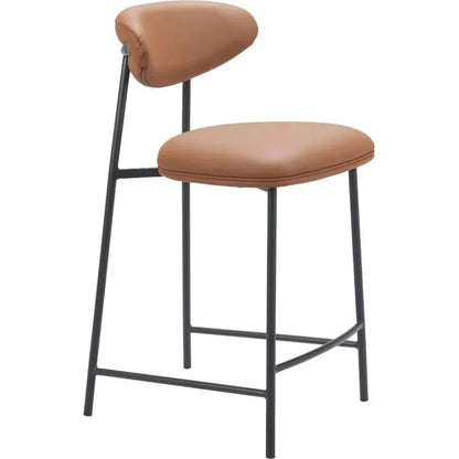 Rorun Wood and Steel Brown Counter Stool 2PC