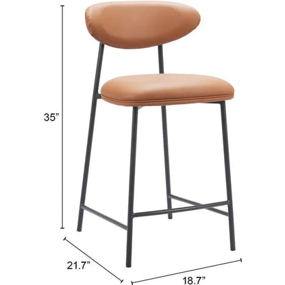 Rorun Wood and Steel Brown Counter Stool 2PC