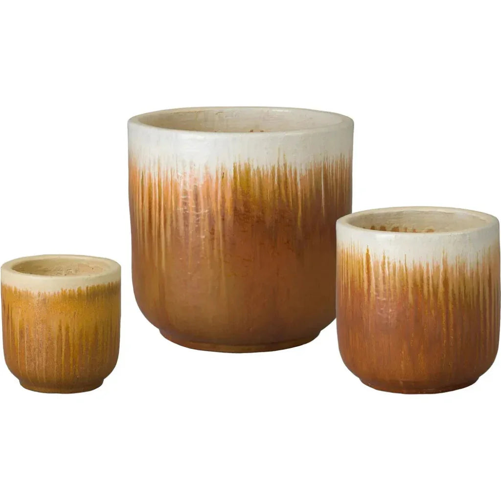 Round Amber Ceramic Planter