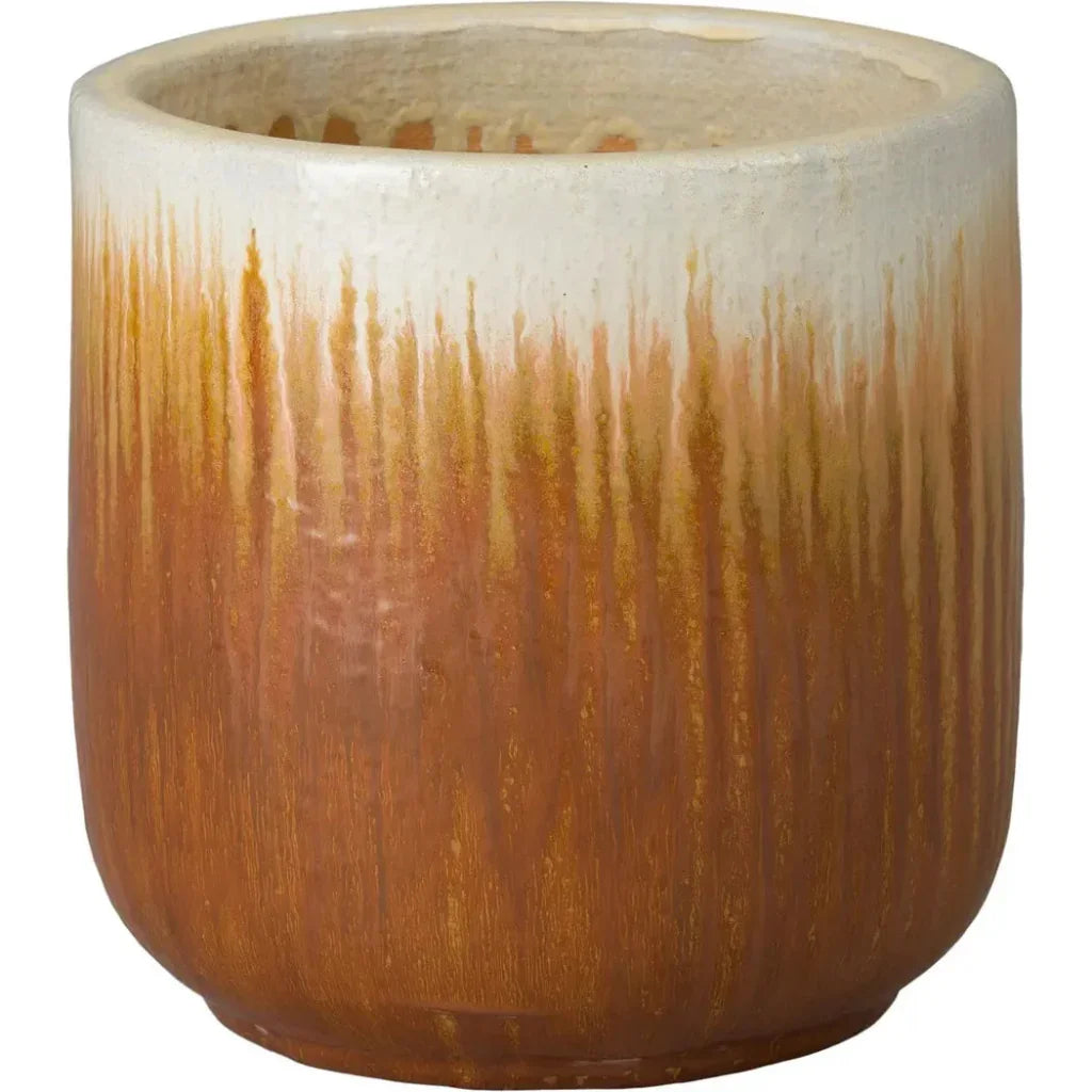 Round Amber Ceramic Planter