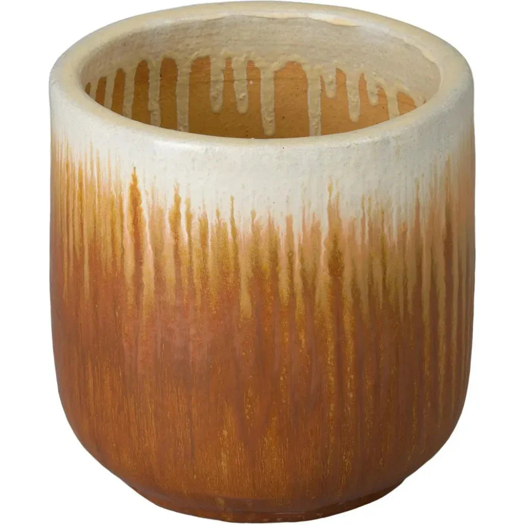 Round Amber Ceramic Planter