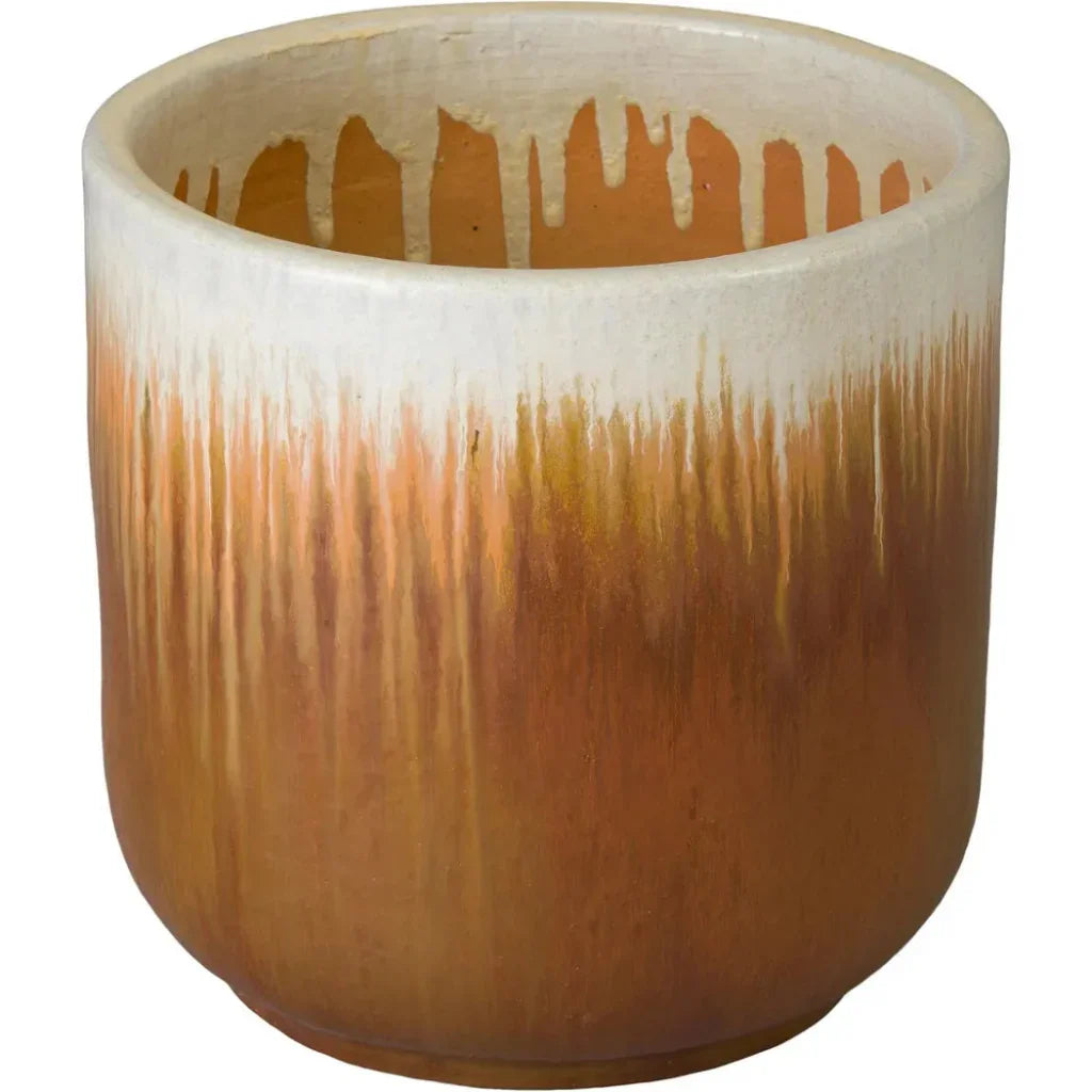 Round Amber Ceramic Planter