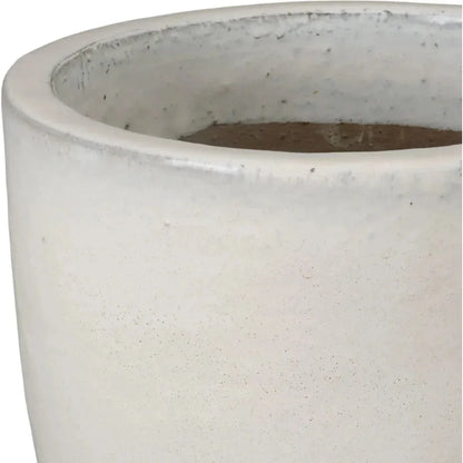 Round Distressed White Ceramic Planter