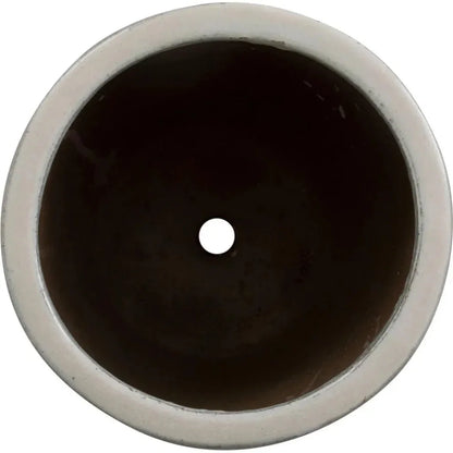 Round Distressed White Ceramic Planter