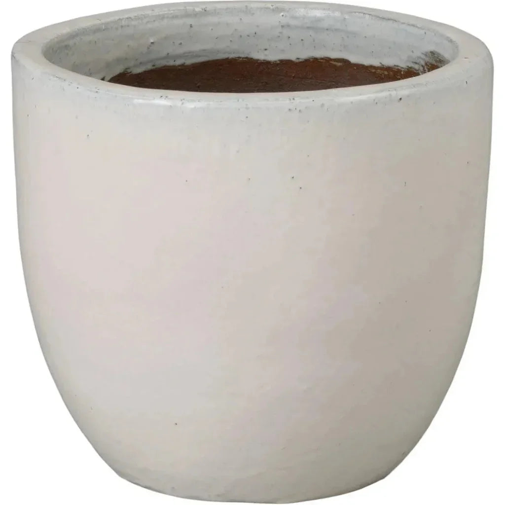 Round Distressed White Ceramic Planter